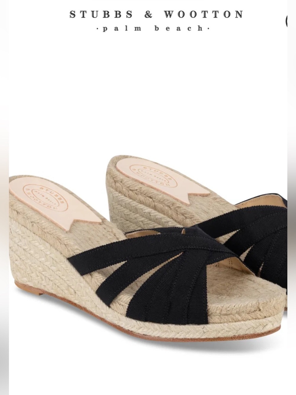 Stubbs & Wootton Black Espadrille Slide Sandals Kelly Size 36